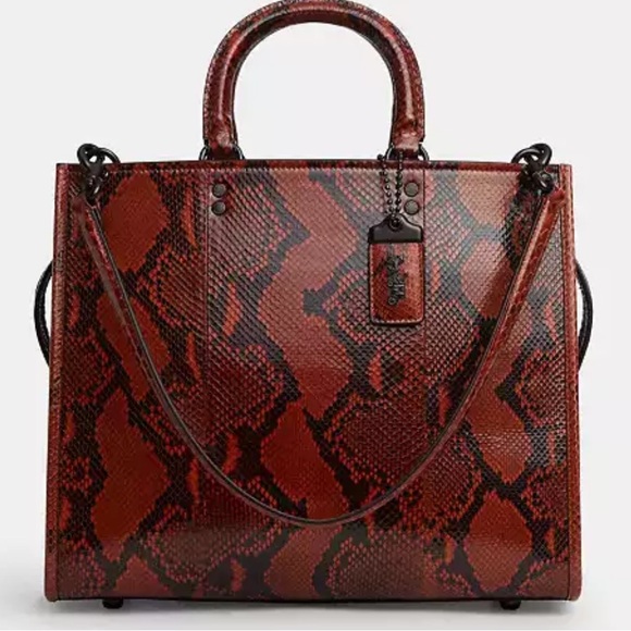 Coach Handbags - Rogue Bag In Snakeskin, Red, NWT